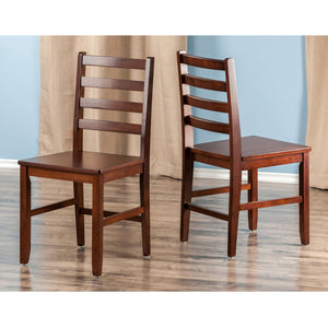 Winsome Wood Hamilton 2-piece Walnut Ladder-back Dining Chair Set - Classic Design For Farmhouse & Modern Decor Walnut Solid Wood 94236-winsome-wood