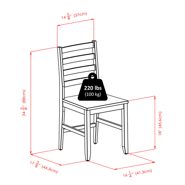 Winsome Wood Hamilton 2-piece Walnut Ladder-back Dining Chair Set - Classic Design For Farmhouse & Modern Decor Walnut Solid Wood 94236-winsome-wood