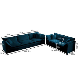 English Elm Sofa Set Of 2 Modern Chenille Couches, Deep Seat Comfort For Living Room, Flexible Modular Design W714S00313-GIGA
