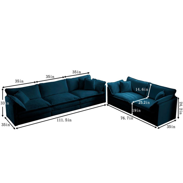 English Elm Sofa Set Of 2 Modern Chenille Couches, Deep Seat Comfort For Living Room, Flexible Modular Design W714S00313-GIGA