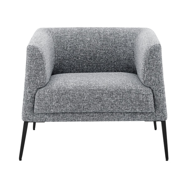 Matias Lounge Chair in Gray-White Fabric with Matte Black Legs 94243-GRY EuroStyle