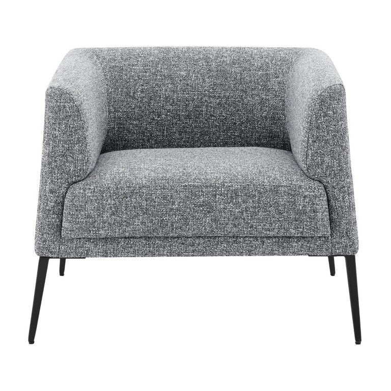 EuroStyle Matias Architectural Lounge Chair Foam Cushioned Faux Leather with Steel Legs Gray-White Fabric 94243-GRY