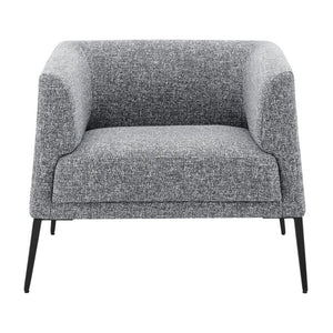 EuroStyle Matias Architectural Lounge Chair Foam Cushioned Faux Leather with Steel Legs Gray-White Fabric 94243-GRY
