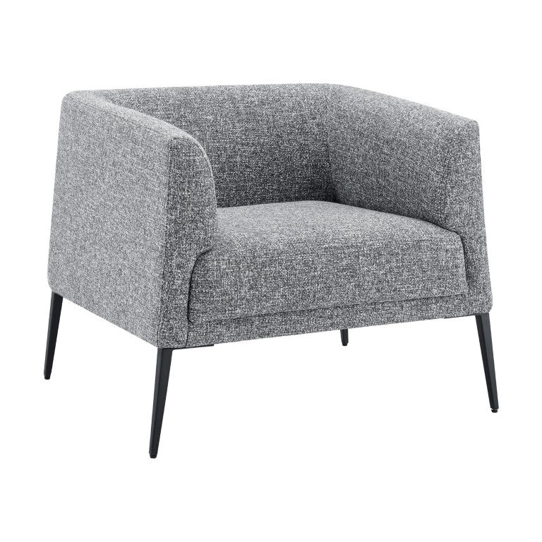 EuroStyle Matias Architectural Lounge Chair Foam Cushioned Faux Leather with Steel Legs Gray-White Fabric 94243-GRY
