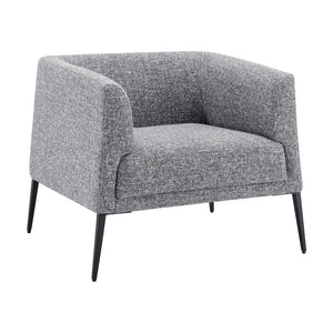 EuroStyle Matias Architectural Lounge Chair Foam Cushioned Faux Leather with Steel Legs Gray-White Fabric 94243-GRY
