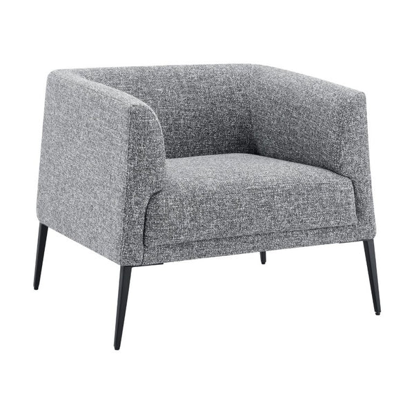 EuroStyle Matias Architectural Lounge Chair Foam Cushioned Faux Leather with Steel Legs Gray-White Fabric 94243-GRY