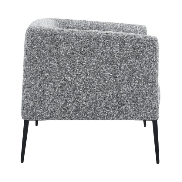 EuroStyle Matias Architectural Lounge Chair Foam Cushioned Faux Leather with Steel Legs Gray-White Fabric 94243-GRY