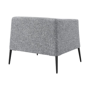 EuroStyle Matias Architectural Lounge Chair Foam Cushioned Faux Leather with Steel Legs Gray-White Fabric 94243-GRY