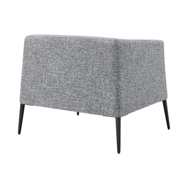EuroStyle Matias Architectural Lounge Chair Foam Cushioned Faux Leather with Steel Legs Gray-White Fabric 94243-GRY