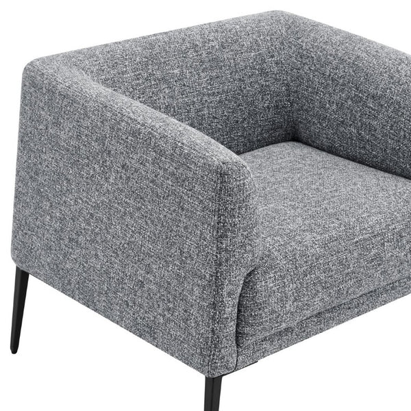 EuroStyle Matias Architectural Lounge Chair Foam Cushioned Faux Leather with Steel Legs Gray-White Fabric 94243-GRY