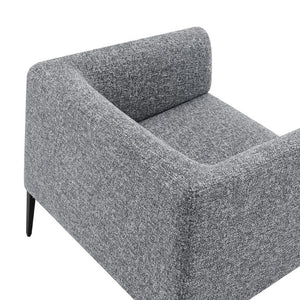 EuroStyle Matias Architectural Lounge Chair Foam Cushioned Faux Leather with Steel Legs Gray-White Fabric 94243-GRY