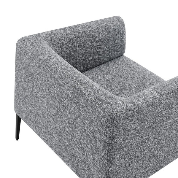 EuroStyle Matias Architectural Lounge Chair Foam Cushioned Faux Leather with Steel Legs Gray-White Fabric 94243-GRY
