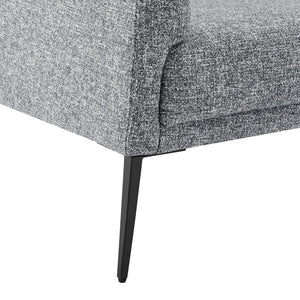 EuroStyle Matias Architectural Lounge Chair Foam Cushioned Faux Leather with Steel Legs Gray-White Fabric 94243-GRY