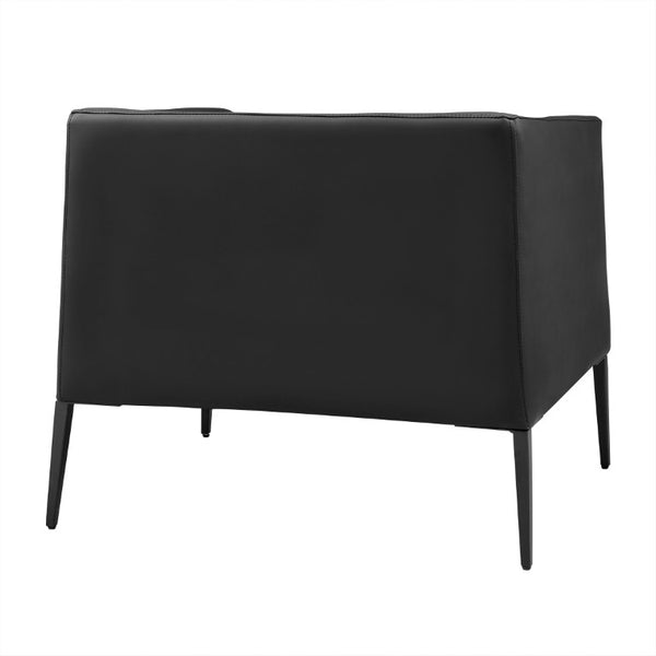 EuroStyle Matias Architectural Lounge Chair Foam Cushioned Faux Leather with Steel Legs Black Leatherette 94244BLK