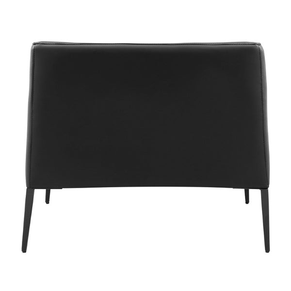 EuroStyle Matias Architectural Lounge Chair Foam Cushioned Faux Leather with Steel Legs Black Leatherette 94244BLK