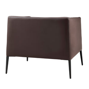 EuroStyle Matias Architectural Lounge Chair Foam Cushioned Faux Leather with Steel Legs Brown Leatherette 94244BRN
