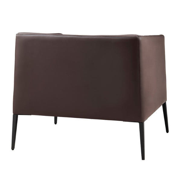 EuroStyle Matias Architectural Lounge Chair Foam Cushioned Faux Leather with Steel Legs Brown Leatherette 94244BRN
