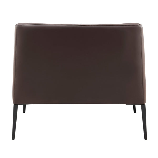 EuroStyle Matias Architectural Lounge Chair Foam Cushioned Faux Leather with Steel Legs Brown Leatherette 94244BRN