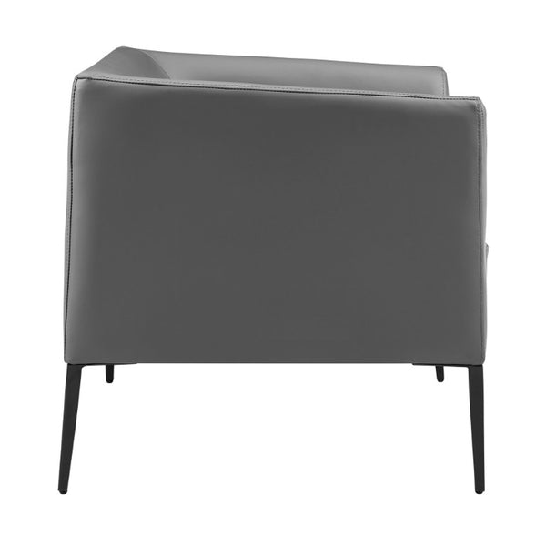EuroStyle Matias Architectural Lounge Chair Foam Cushioned Faux Leather with Steel Legs Gray Leatherette 94244GRY
