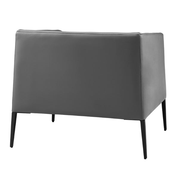 EuroStyle Matias Architectural Lounge Chair Foam Cushioned Faux Leather with Steel Legs Gray Leatherette 94244GRY