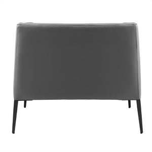 EuroStyle Matias Architectural Lounge Chair Foam Cushioned Faux Leather with Steel Legs Gray Leatherette 94244GRY