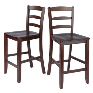 Winsome Wood Benjamin 2-piece Ladder-back Counter Stool Set In Rich Walnut - Stylish, Sturdy & Comfortable Design! Walnut Solid Wood 94244-winsome-wood