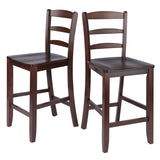 Benjamin 2-Piece Ladder-Back Counter Stool Set in Rich Walnut - Stylish, Sturdy & Comfortable Design!