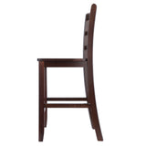 Winsome Wood Benjamin 2-piece Ladder-back Counter Stool Set In Rich Walnut - Stylish, Sturdy & Comfortable Design! Walnut Solid Wood 94244-winsome-wood