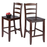 Winsome Wood Benjamin 2-piece Ladder-back Counter Stool Set In Rich Walnut - Stylish, Sturdy & Comfortable Design! Walnut Solid Wood 94244-winsome-wood