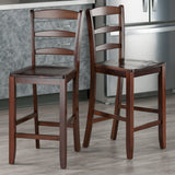 Winsome Wood Benjamin 2-piece Ladder-back Counter Stool Set In Rich Walnut - Stylish, Sturdy & Comfortable Design! Walnut Solid Wood 94244-winsome-wood