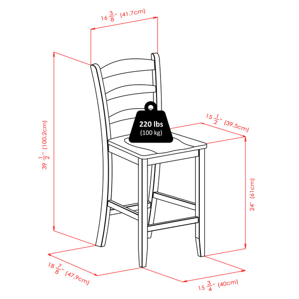 Winsome Wood Benjamin 2-piece Ladder-back Counter Stool Set In Rich Walnut - Stylish, Sturdy & Comfortable Design! Walnut Solid Wood 94244-winsome-wood