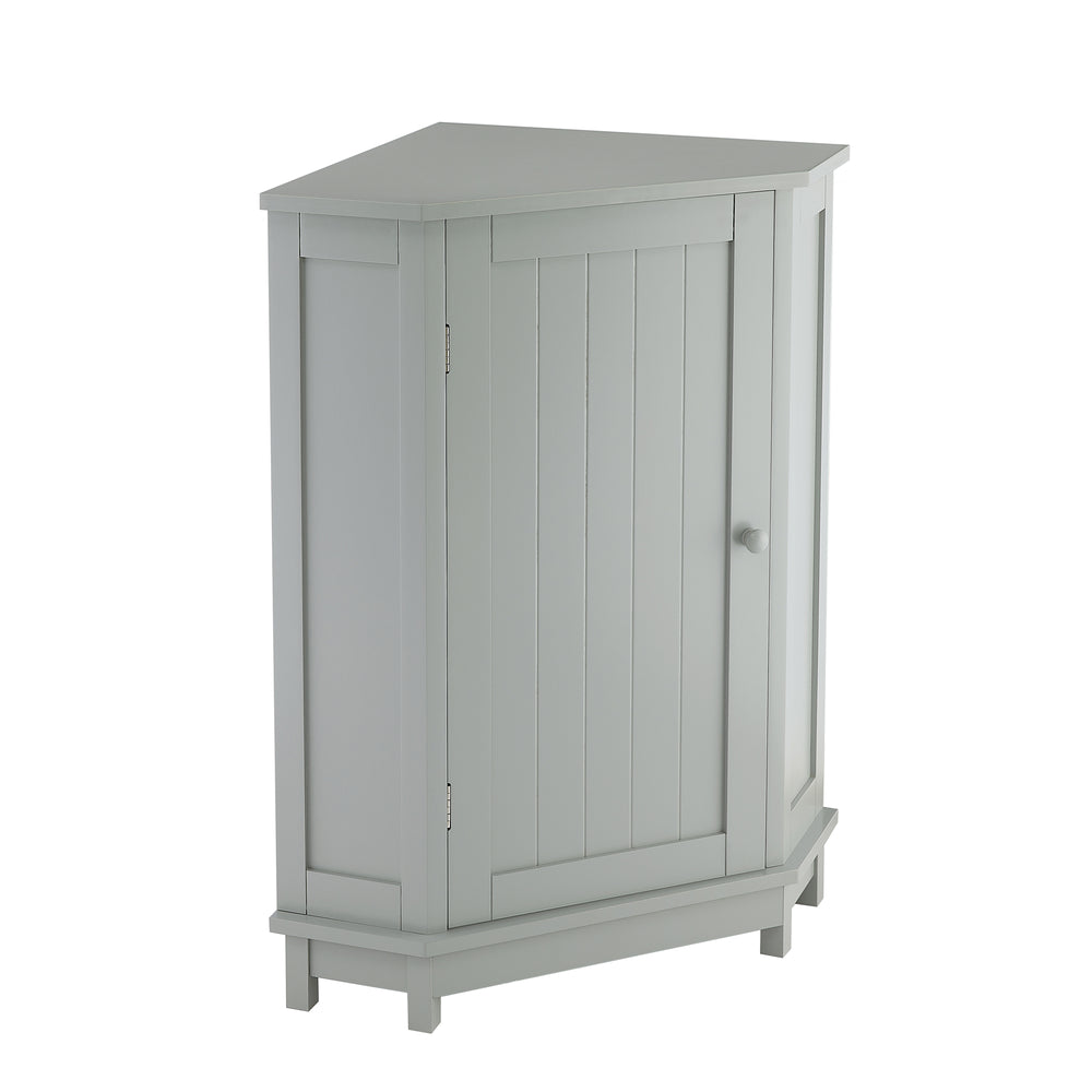 English Elm Grey Triangle Corner Bathroom Cabinet with Adjustable Shelves, MDF Storage Unit for Towels & Supplies (31.5"L x 20.28"W) N725P172615E