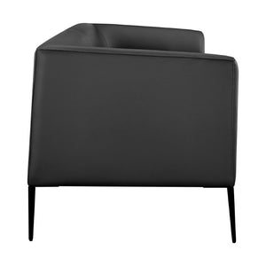 EuroStyle Matias Mid-Century Leatherette Loveseat with Sleek Low Profile and Steel Legs Black Leatherette 94248-BLK