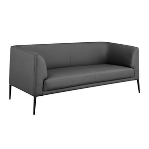 EuroStyle Matias Mid-Century Leatherette Loveseat with Sleek Low Profile and Steel Legs Gray Leatherette 94248-GRY