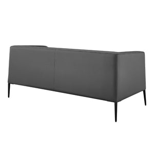 EuroStyle Matias Mid-Century Leatherette Loveseat with Sleek Low Profile and Steel Legs Gray Leatherette 94248-GRY