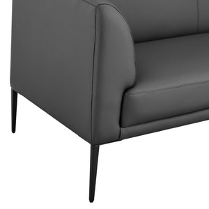 EuroStyle Matias Mid-Century Leatherette Loveseat with Sleek Low Profile and Steel Legs Gray Leatherette 94248-GRY