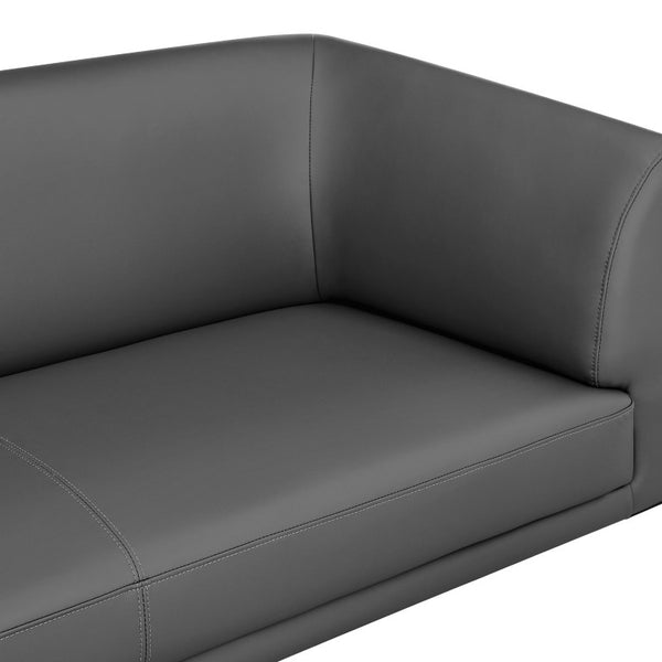 EuroStyle Matias Mid-Century Leatherette Loveseat with Sleek Low Profile and Steel Legs Gray Leatherette 94248-GRY