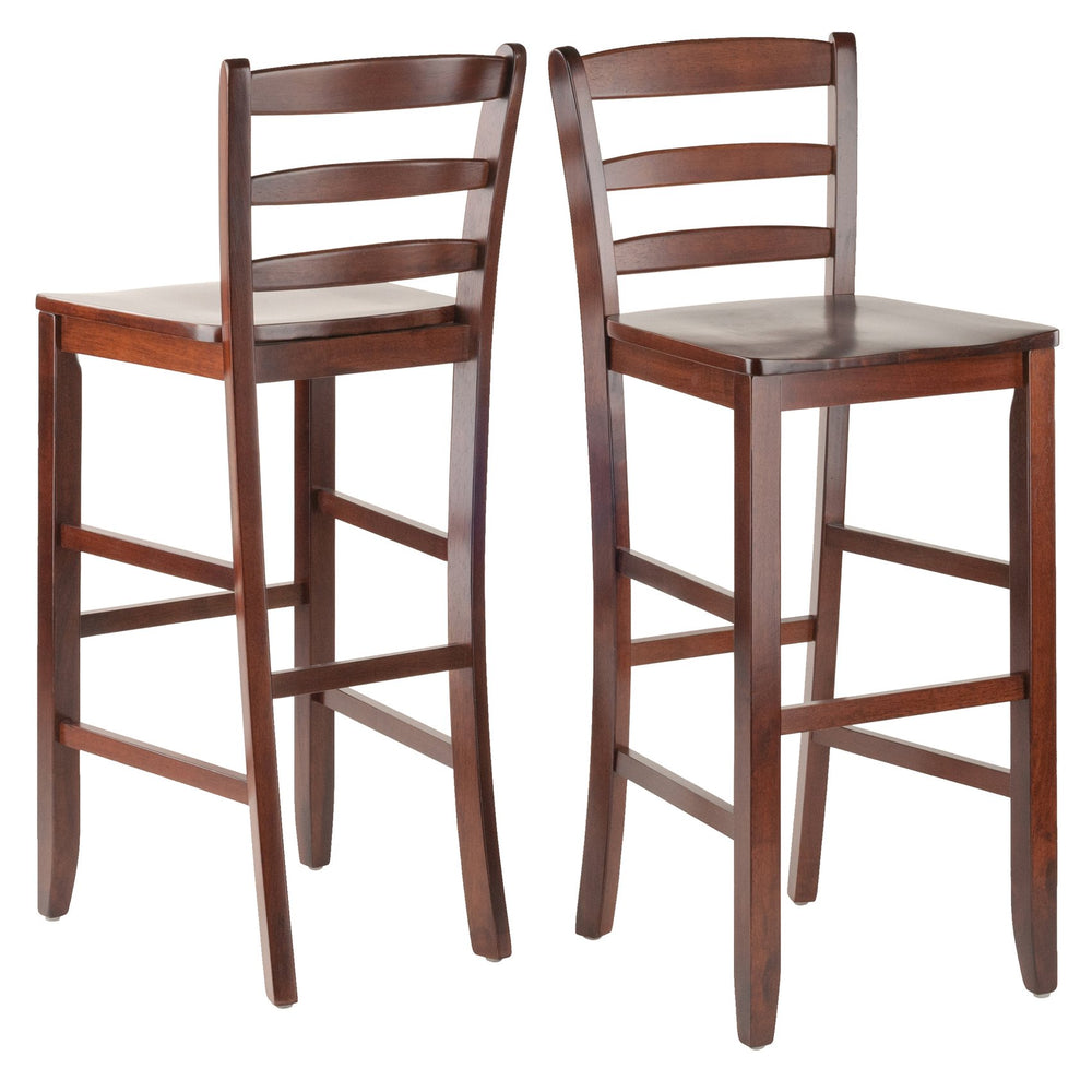 Winsome Wood Benjamin 2-piece Ladder-back Bar Stool Set - Stylish Walnut Finish For Breakfast Nooks & Kitchen Islands Walnut Solid Wood 94249-winsome-wood