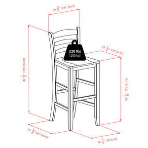 Winsome Wood Benjamin 2-piece Ladder-back Bar Stool Set - Stylish Walnut Finish For Breakfast Nooks & Kitchen Islands Walnut Solid Wood 94249-winsome-wood