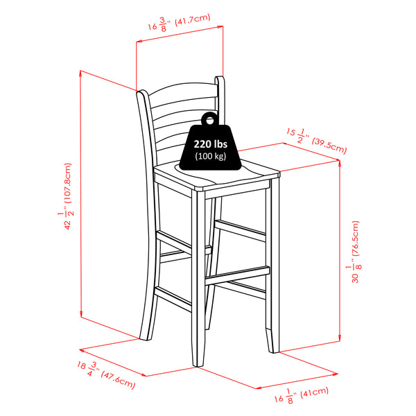 Winsome Wood Benjamin 2-piece Ladder-back Bar Stool Set - Stylish Walnut Finish For Breakfast Nooks & Kitchen Islands Walnut Solid Wood 94249-winsome-wood