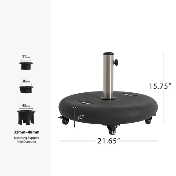 English Elm Wheelie Concrete Filled Resin Patio Umbrella Base with Rolling Wheels for Outdoor Use N775P407231B