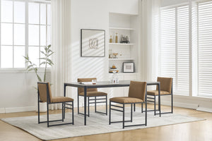 English Elm Modern Upholstered Dining Chairs Set of 2 with Linen-Like Fabric, High-Resilience Foam and Metal Frame Elegant Comfort Coffee W1249P257009