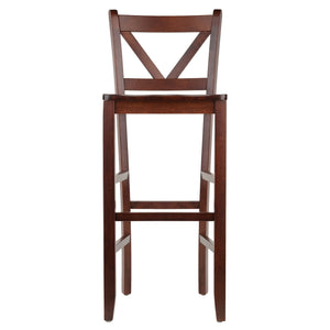 Winsome Wood Victor 2-piece V-back Bar Stool Set In Walnut - Stylish, Sturdy Design For Kitchen Or Breakfast Nook Walnut Solid Wood 94259-winsome-wood