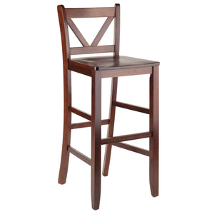 Winsome Wood Victor 2-piece V-back Bar Stool Set In Walnut - Stylish, Sturdy Design For Kitchen Or Breakfast Nook Walnut Solid Wood 94259-winsome-wood