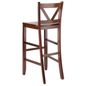 Winsome Wood Victor 2-piece V-back Bar Stool Set In Walnut - Stylish, Sturdy Design For Kitchen Or Breakfast Nook Walnut Solid Wood 94259-winsome-wood