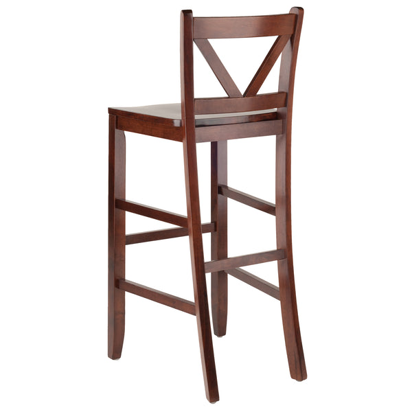 Winsome Wood Victor 2-piece V-back Bar Stool Set In Walnut - Stylish, Sturdy Design For Kitchen Or Breakfast Nook Walnut Solid Wood 94259-winsome-wood