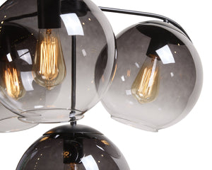 Sunpan KAMARA Chandelier - Modern Black Fixture with Clear & Grey Glass Shades for Stylish Ambiance 107925