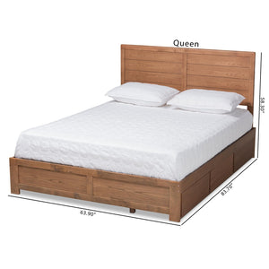 Baxton Studio Baxton Studio Modern Ash Walnut Platform Storage Bed with 3 Drawers for Stylish Bedroom Organization Lisa Queen Lisa-Ash Walnut-Queen