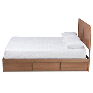 Baxton Studio Baxton Studio Modern Ash Walnut Platform Storage Bed with 3 Drawers for Stylish Bedroom Organization Lisa Queen Lisa-Ash Walnut-Queen
