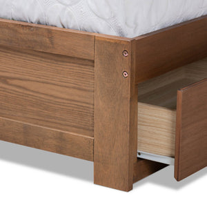 Baxton Studio Baxton Studio Modern Ash Walnut Platform Storage Bed with 3 Drawers for Stylish Bedroom Organization Lisa Queen Lisa-Ash Walnut-Queen